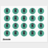 Kleine Ninja Krijger op groene aangepaste tekst Ronde Sticker (Vel)