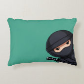 Kleine Ninja Krijger op groene accentkussen Accent Kussen (Voorkant)