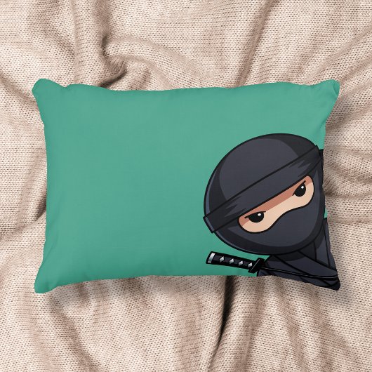 Kleine Ninja Krijger op groene accentkussen Accent Kussen