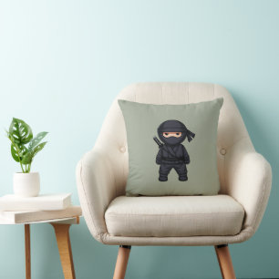 Kleine Ninja Krijger op Saliegroen Kussen