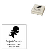 Kleine ninja loopt adres rubberstempel (Gestempeld)