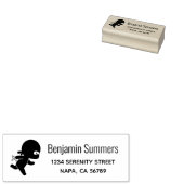 Kleine ninja loopt terug adres rubberstempel (Gestempeld)
