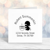 Kleine Ninja met groot Mok van koffie Adres Zelfinktende Stempel