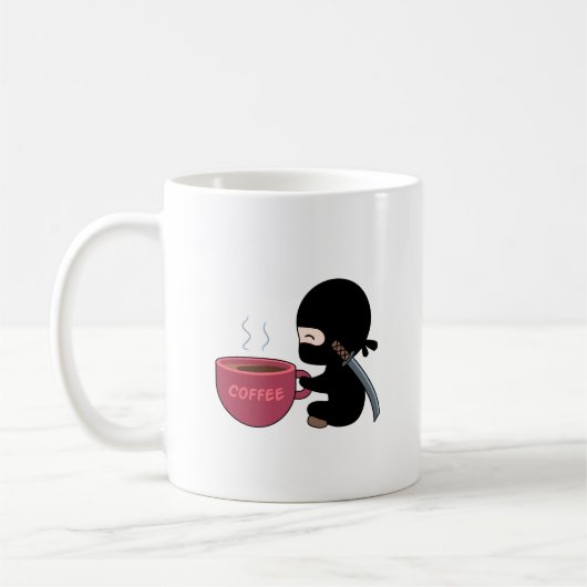 Kleine Ninja met grote koffie-Mok Koffiemok (Links)