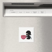 Kleine Ninja met grote koffie-Mok Magneet (Insitu (Vaatwasser))