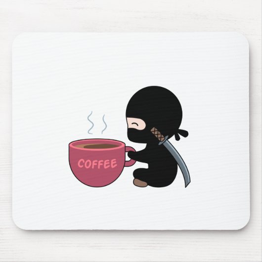 Kleine Ninja met grote koffie-Mok Muismat (Voorkant)