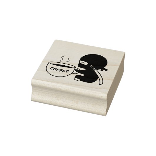 Kleine Ninja met grote koffie-Mok Rubberstempel (Stempel)