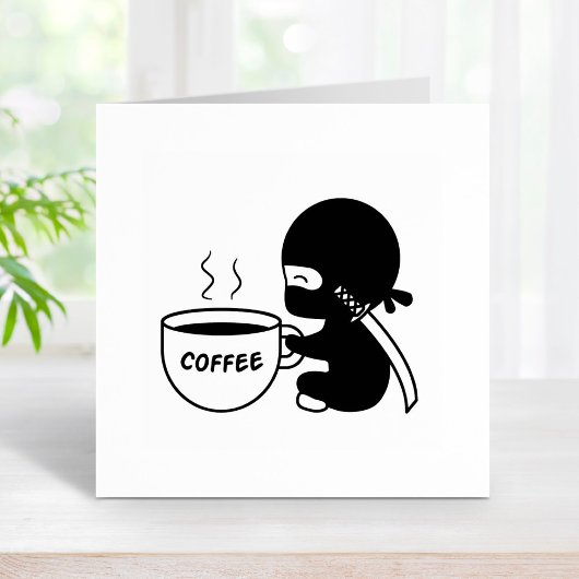 Kleine Ninja met grote koffie-Mok Rubberstempel