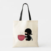 Kleine Ninja met grote koffie-Mok Tote Bag (Achterkant)