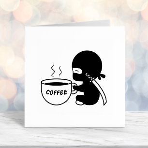Kleine Ninja met grote koffie-Mok Zelfinktende Stempel