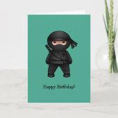 Kleine Ninja op groene gelukkige verjaardag Kaart (Voorkant)