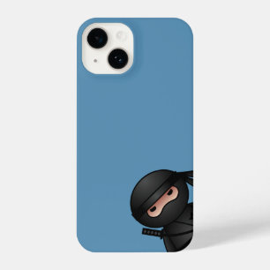 Kleine Ninja Peeking op Blauw iPhone 14 Hoesje