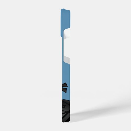 Kleine Ninja Peeking op Blauw iPhone Hoesje (Linkerkant)