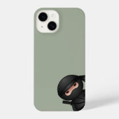 Kleine Ninja Peeking op Sage Green iPhone Hoesje (Achterkant)