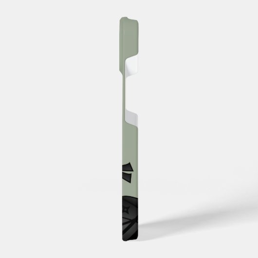 Kleine Ninja Peeking op Sage Green iPhone Hoesje (Linkerkant)