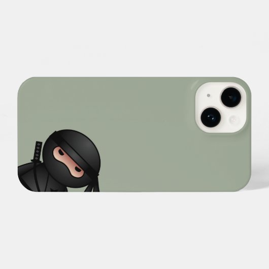 Kleine Ninja Peeking op Sage Green iPhone Hoesje (Achterkant horizontaal)