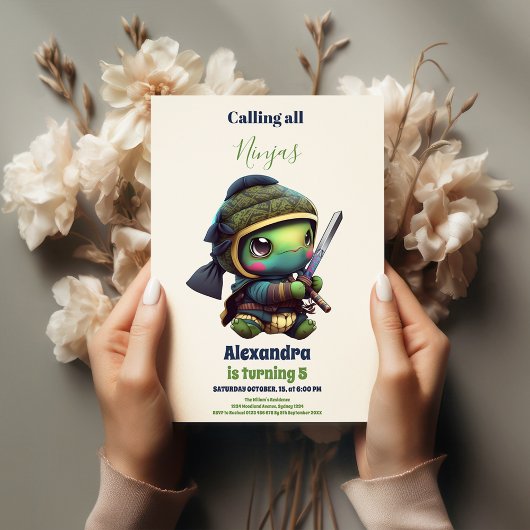 Kleine Ninja Turtle Kids Verjaardag Kaart