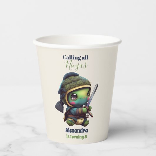 Kleine Ninja Turtle Kids Verjaardag Papieren Bekers (Voorkant)