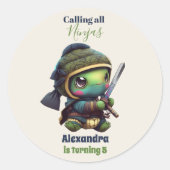 Kleine Ninja Turtle Kids Verjaardag Ronde Sticker (Voorkant)