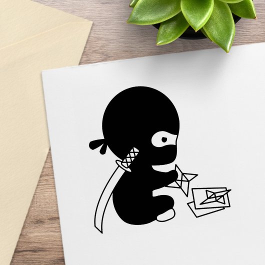 Kleine ninja vouwende origami ster rubberstempel
