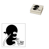 Kleine ninja vouwende origami ster rubberstempel (Gestempeld)