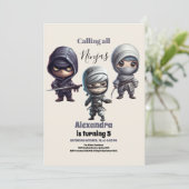 Kleine Ninja Warrior Kids Verjaardag Kaart (Staand voorkant)