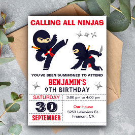 Kleine Ninja Warrior Kids Verjaardagsfeestje Kaart