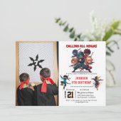 Kleine Ninja Warrior Kinder foto Verjaardag Kaart (Staand voorkant)