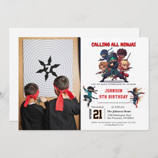 Kleine Ninja Warrior Kinder foto Verjaardag Kaart (Voorkant / Achterkant)