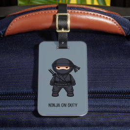 Kleine Ninja Warrior op Grijs Bagagelabel
