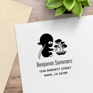 Kleine Ninja Water Bonsai Boom Adres Rubberstempel