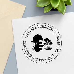 Kleine Ninja Water Bonsai Boom Ronde Adres Zelfinktende Stempel