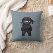 Kleine Ninjakrijger op Grijs Kussen (Deken)