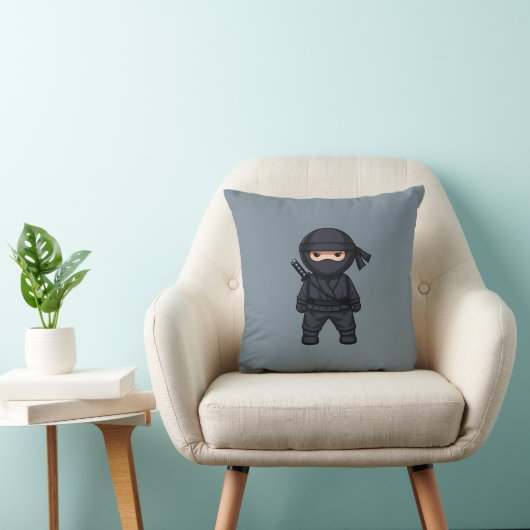 Kleine Ninjakrijger op Grijs Kussen (Stoel)