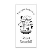 Kleine Ninjas in Bonsai Bookplate Rubberstempel (Afrduk)