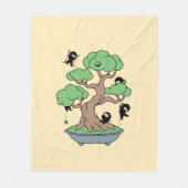 Kleine Ninjas in Bonsai-boom op Geel Fleece Deken (Voorkant)