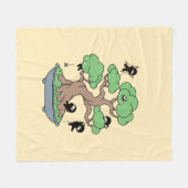 Kleine Ninjas in Bonsai-boom op Geel Fleece Deken (Voorkant (Horizontaal))