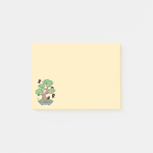 Kleine Ninjas in Bonsai-boom op Geel Post-it® Notes (Voorkant)