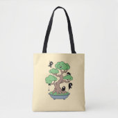 Kleine Ninjas in Bonsai-boom op Geel Tote Bag (Voorkant)