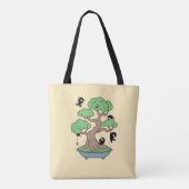 Kleine Ninjas in Bonsai-boom op Geel Tote Bag (Achterkant)