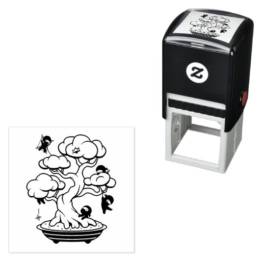 Kleine Ninjas in Bonsai-boom Zelfinktende Stempel (In situ)