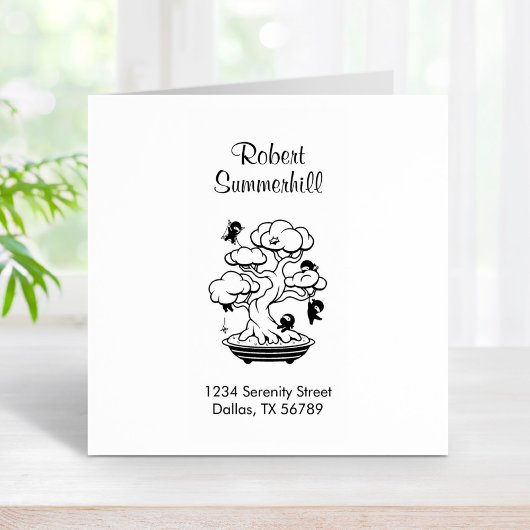 Kleine Ninjas in Bonsai Tree Address Rubberstempel