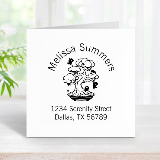 Kleine Ninjas in Bonsai Tree Adres Rubberstempel