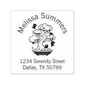 Kleine Ninjas in Bonsai Tree Adres Zelfinktende Stempel (Design)