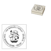 Kleine Ninjas in Bonsai Tree Family Address Round Rubberstempel (Gestempeld)