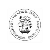 Kleine Ninjas in Bonsai Tree Family Address Round Rubberstempel (Afrduk)