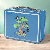Kleine Ninjas in Bonsai Tree op Blauw