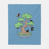 Kleine Ninjas in Bonsai Tree op Blauw Fleece Deken (Voorkant)
