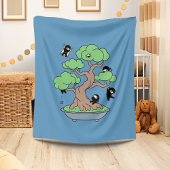 Kleine Ninjas in Bonsai Tree op Blauw Fleece Deken