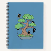 Kleine Ninjas in Bonsai Tree op Blauw Notitieboek (Voorkant)